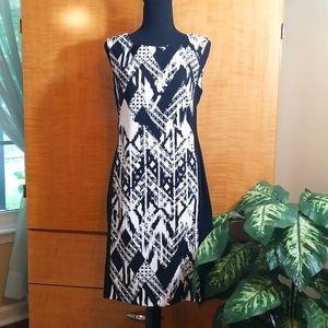 NWOT black/white pattern dress sz.6